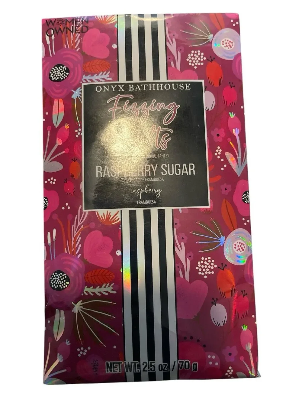 Onyx Bathhouse Raspberry Sugar Luxury Bath Fizzing Salts 2.5 Oz 70 g set of 2
